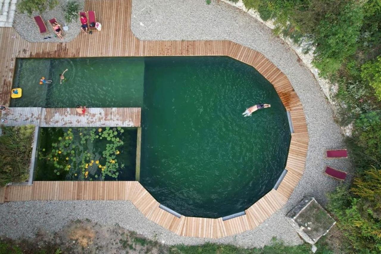 Maison Terre Les Cabanes De Fallot - Sauna Bain-Froid Piscine Naturelle L'isle-Bouzon Exterior foto